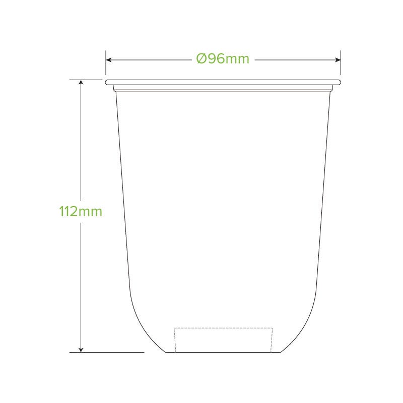 500ml Clear Tumbler BioCup|500ml Clear Tumbler BioCup Line Drawing