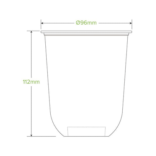 500ml Clear Tumbler BioCup|500ml Clear Tumbler BioCup Line Drawing