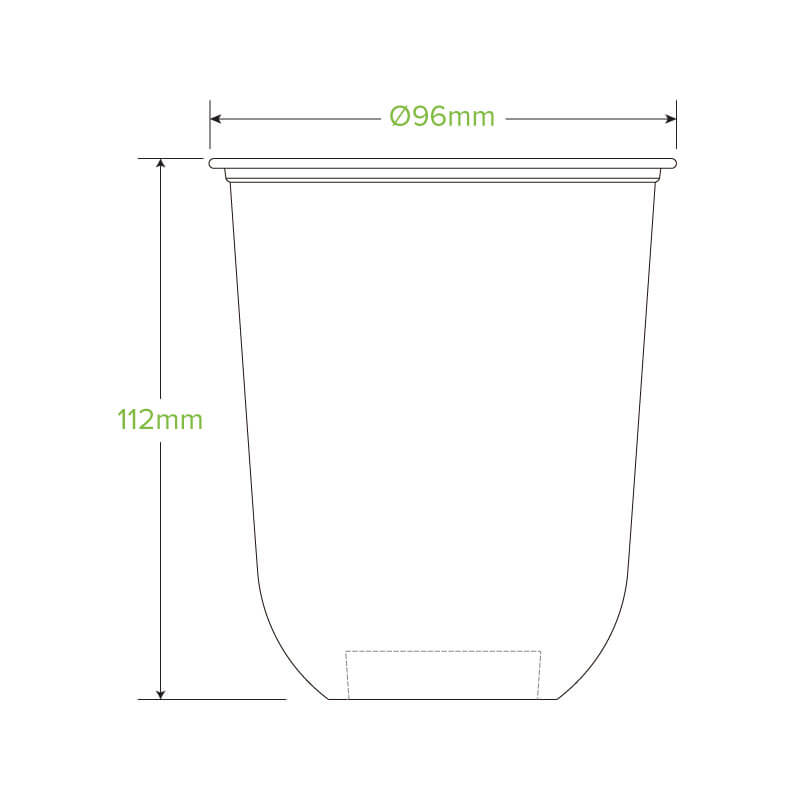 500ml Clear Unbranded U shaped Biocup|500ml Clear Unbranded U shaped Biocup