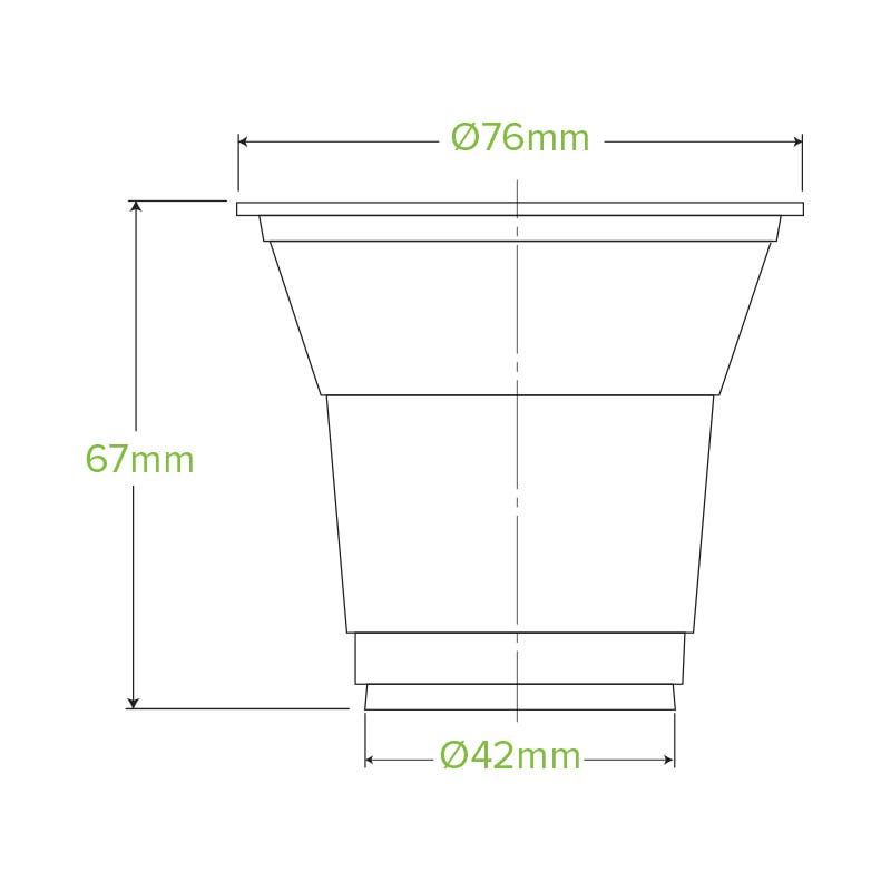 150ml Clear BioCup|150ml Clear BioCup Line Drawing