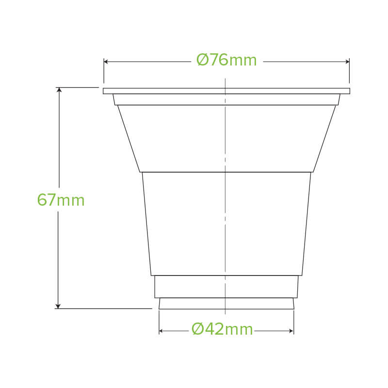 150ml Clear Unbranded BioCup|150ml Clear Unbranded BioCup Line Drawing