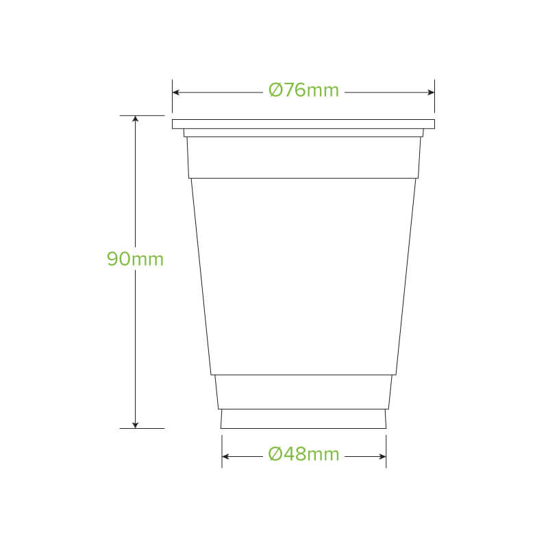 250ml Clear Unbranded BioCup|250ml Clear Unbranded BioCup Line Drawing