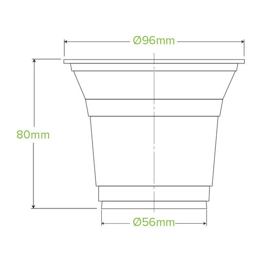 300ml Clear BioCup|300ml Clear BioCup Line Drawing
