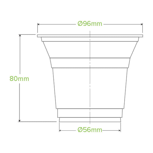 300ml Clear Unbranded BioCup|300ml Clear Unbranded BioCup Line Drawing