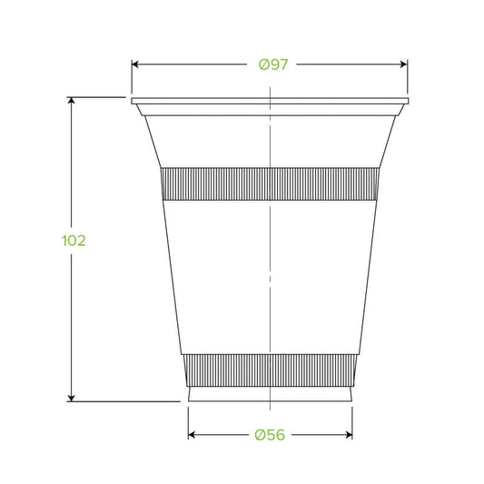 360ml Clear Unbranded BioCup|360ml Clear Unbranded BioCup Line Drawing
