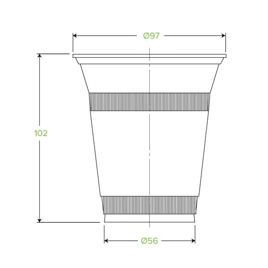 360ml Clear BioCup|360ml Clear BioCup Line Drawing