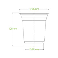 420ml Clear Cold BioCup|420ml Clear Cold BioCup with orange juice|420ml Clear BioCup Line Drawing