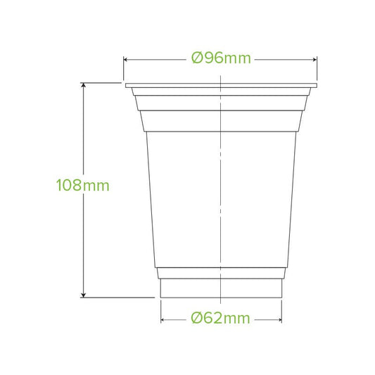 420ml Clear Cold BioCup|420ml Clear Cold BioCup with orange juice|420ml Clear BioCup Line Drawing