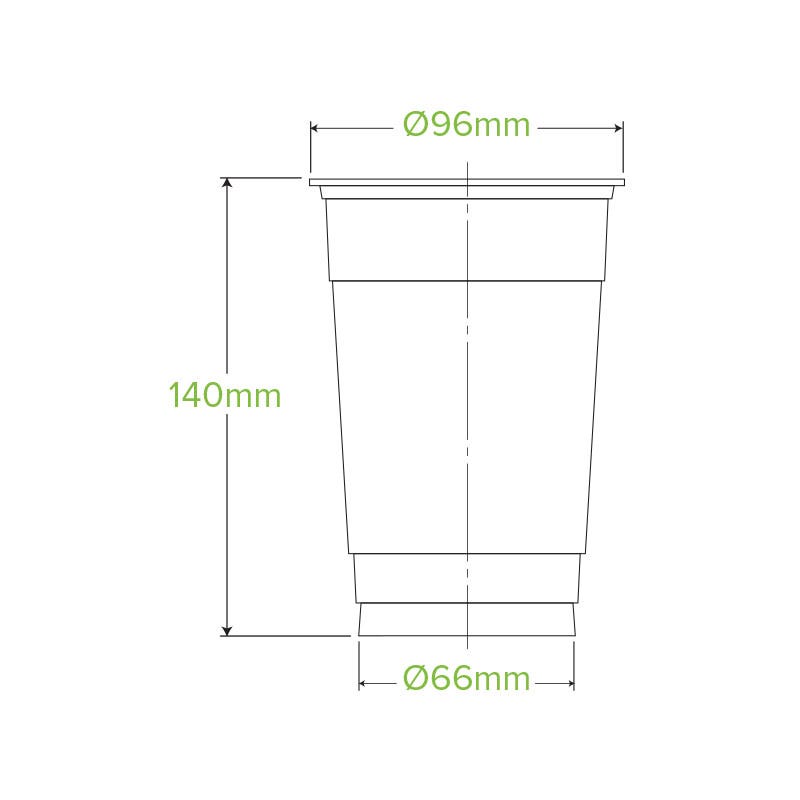600ml Clear BioCup|600ml Clear BioCup Line Drawing