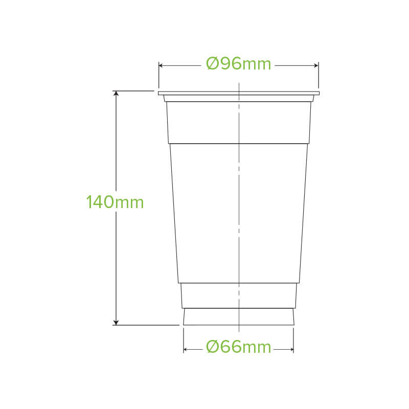 600ml Clear Unbranded BioCup|600ml Clear Unbranded BioCup Line Drawing