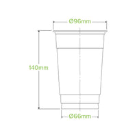 600ml Clear Unbranded BioCup|600ml Clear Unbranded BioCup Line Drawing