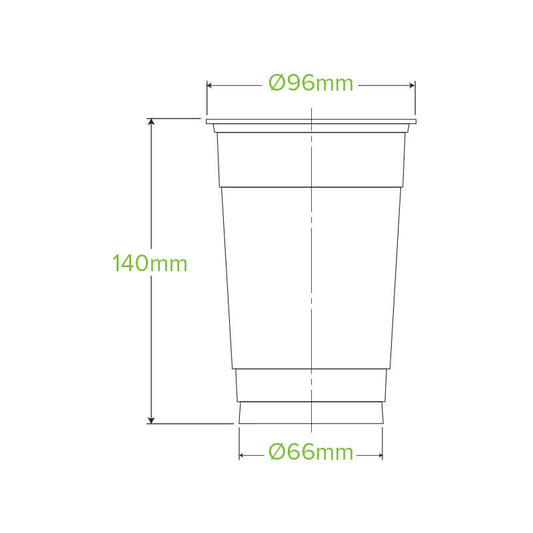 600ml Clear Unbranded BioCup|600ml Clear Unbranded BioCup Line Drawing