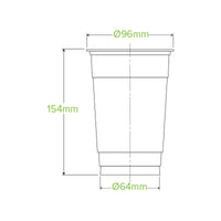 700ml Clear Unbranded BioCup|700ml Clear Unbranded BioCup Line Drawing