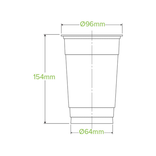 700ml Clear Unbranded BioCup|700ml Clear Unbranded BioCup Line Drawing