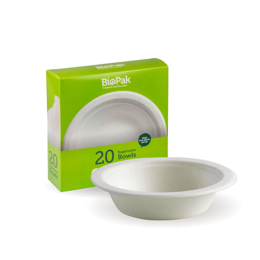 500ml White Sugarcane BioBowl 20pk |500ml White Sugarcane BioBowl 20pk line drawing