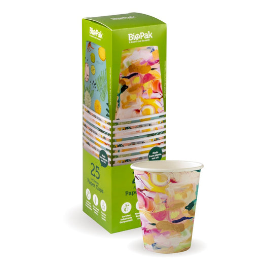 295ml 8oz (90mm) Art Series Single Wall BioCup 25pk|295ml 8oz (90mm) Art Series Single Wall BioCup 25pk line drawing|295ml 8oz (90mm) Art Series Single Wall BioCup 25pk